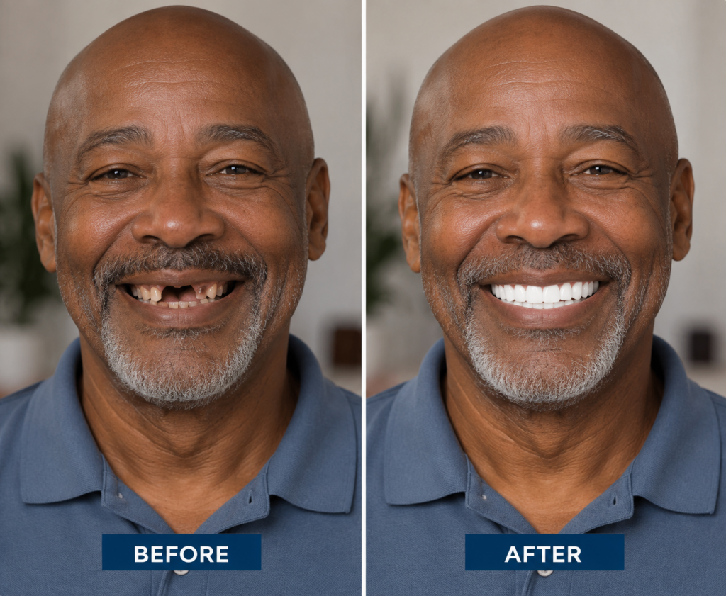 Men Before & After Dental Dentures
